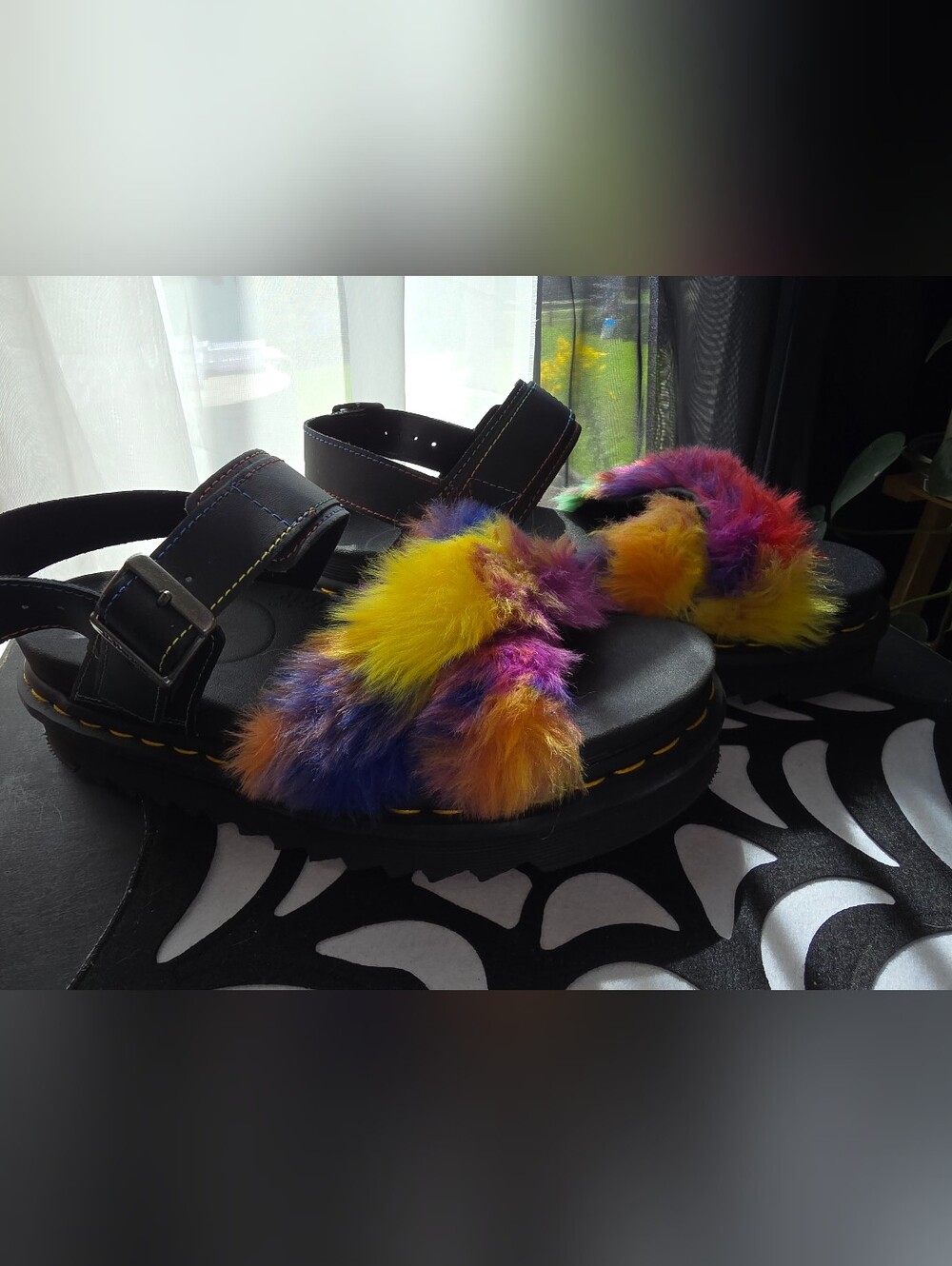 Dr Doc Martens Voss II Fluffy Sandal Rainbow 8